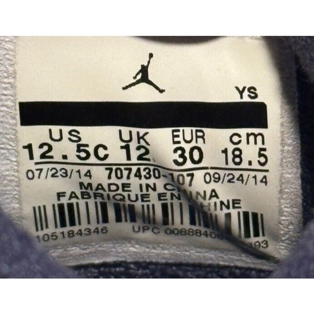 Nike Air Jordan IV 4 Retro LS PS LEGEND BLUE Shoes Youth Sz 12.5C 707430-107 - Picture 14 of 15